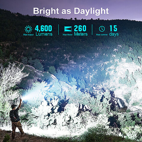 Olight Seeker 4 Pro CW 4600 Lumen Ficklampa Svart - bild 6 av 7