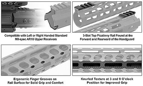 Leapers UTG Pro AR15 Ultra Slim Free Float M-LOK Handguard - bild 3 av 6