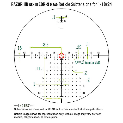 Vortex Razor HD Gen III 1-10x24 FFP Belyst EBR-9 MRAD Kikarsikte - bild 9 av 9
