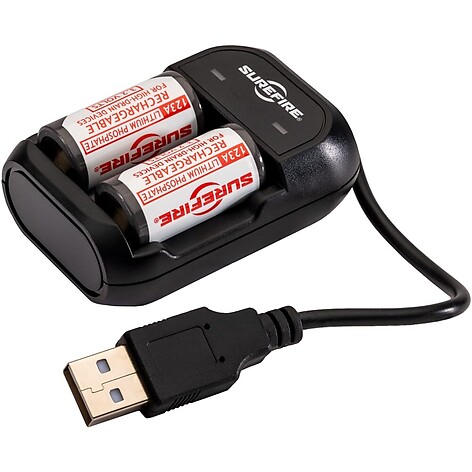 Surefire Uppladdningsbara Batterier LFP123A med USB-Laddare