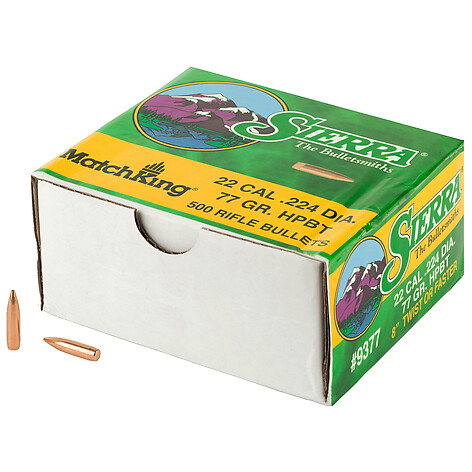 Sierra Bullets MatchKing HPBT .22 Caliber 77gr 500/Box - bild 2 av 3