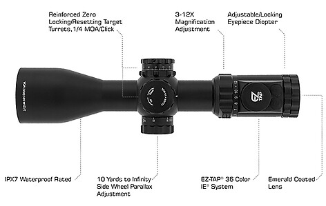 Leapers UTG Accushot OP3 3-12X44 SF Belyst UMOA Kikarsikte - bild 3 av 4