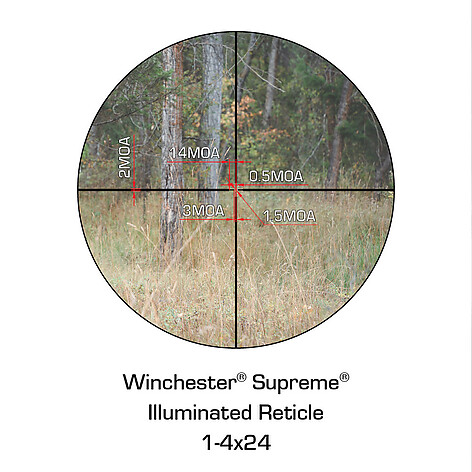 Winchester Supreme 1-4x24 SFP Belyst Hunt Kikarsikte - bild 6 av 8