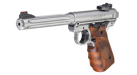 Ruger MKIV Hunter .22 LR Rostfri Fingerriller Pistol - bild 3 av 6
