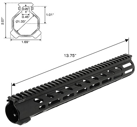 Leapers UTG Pro Arwen Free Float M-LOK 356mm Handguard - bild 8 av 10