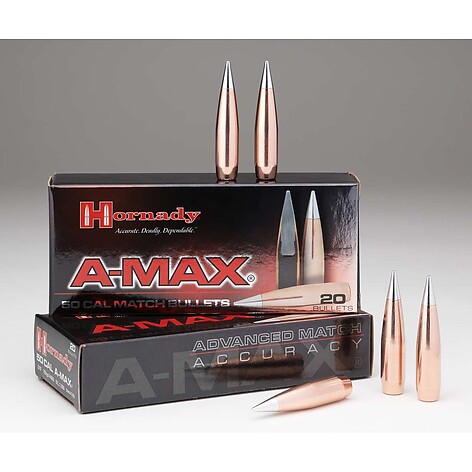 Hornady A-MAX Match Bullets 50 Cal (.510) 750gr 20/Box - bild 2 av 2