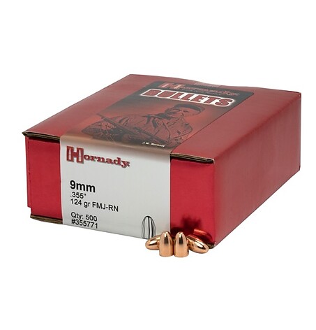 Hornady FMJ Pistol Bullets 9mm (.355) 124gr 500/Box - bild 2 av 2
