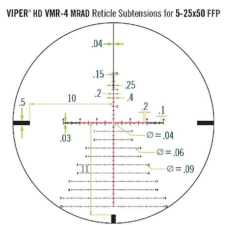 Vortex Viper HD 5-25x50 FFP Belyst VMR-4 MRAD Kikarsikte - bild 6 av 6