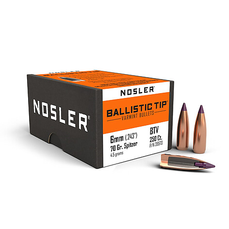 Nosler Ballistic Tip Varmint 6mm 70gr 250/Box