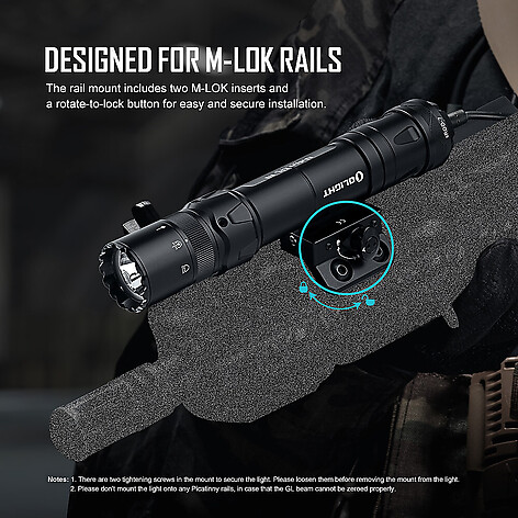 Olight Odin GL M M-LOK 1500 Lumen Vapenlampa Svart - bild 2 av 6