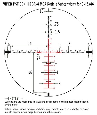 Vortex Viper PST Gen II 3-15x44 SFP Belyst EBR-4 MOA - bild 9 av 9
