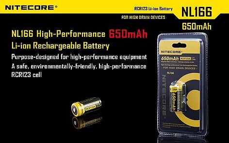 Nitecore RCR123 650 mAh Uppladdningsbart Batteri - bild 3 av 4