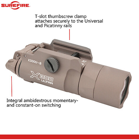 Surefire X300 Ultra Vapenlampa T-Slot Tan - bild 5 av 6