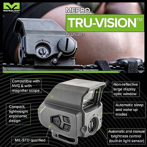 Meprolight Tru-Vision 1x 2 MOA Dot Picatinny Reflexsikte - bild 3 av 8