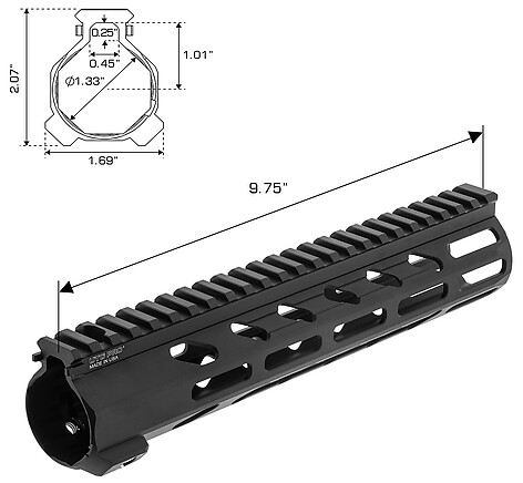 Leapers UTG Pro Arwen Free Float M-LOK 254mm Handguard - bild 3 av 9