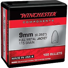 Winchester Pistolkulor 9mm 115 Grain Full Metal Jacket