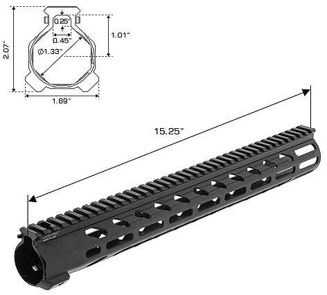 Leapers UTG Pro Arwen Free Float M-LOK 381mm Handguard - bild 9 av 10