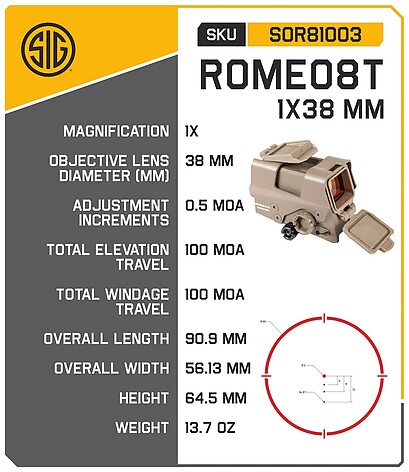Sig Sauer ROMEO8T 1x38 2 MOA Red Dot FDE Brun - bild 6 av 7