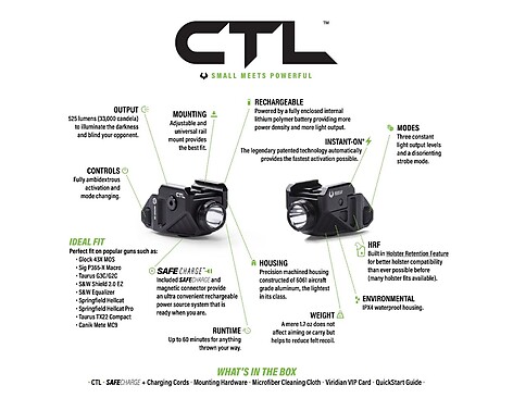 Viridian CTL Safecharge 525 Lumens Vapenlampa Svart - bild 6 av 7