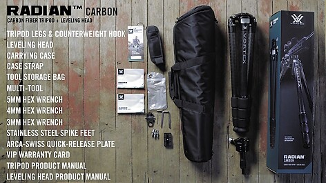 Vortex Radian Carbon Kolfiber Tripod Stativ Leveling - bild 6 av 9
